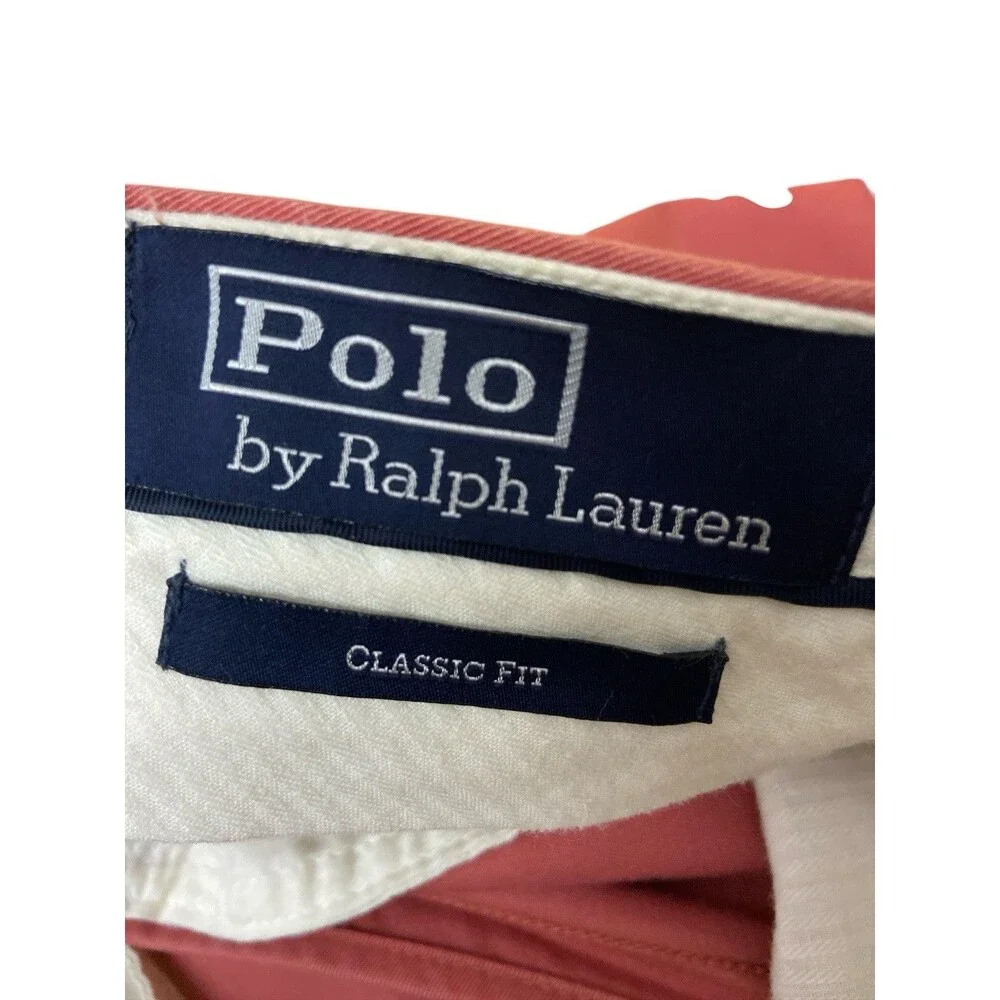 Polo Ralph Lauren Classic Fit Pants 34x32 Coral Red Flawed Stretch Cotton Preppy